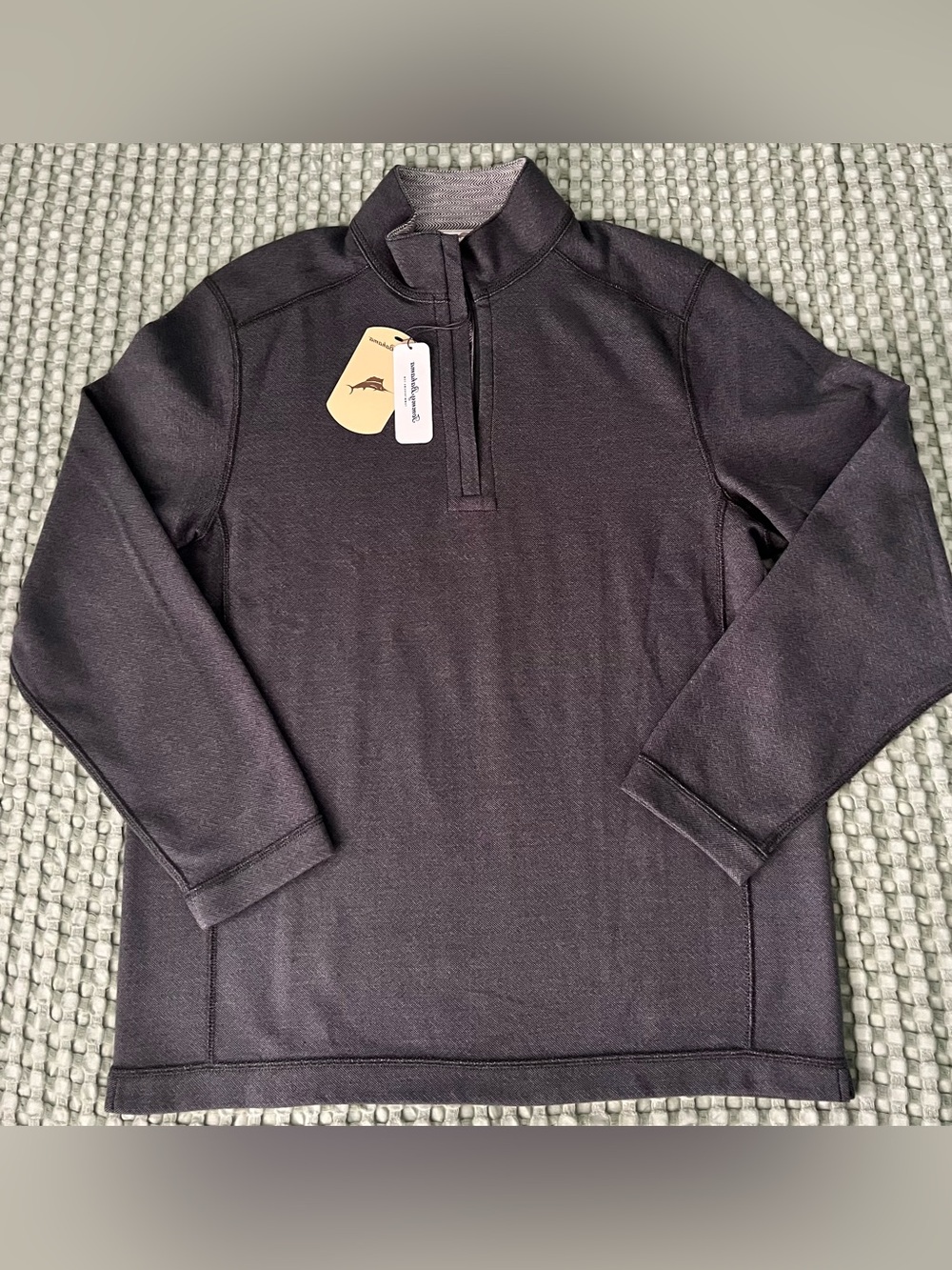 Tommy Bahamas Men's Quarter-Zip Pullover - Reversible Light/Dark Gray